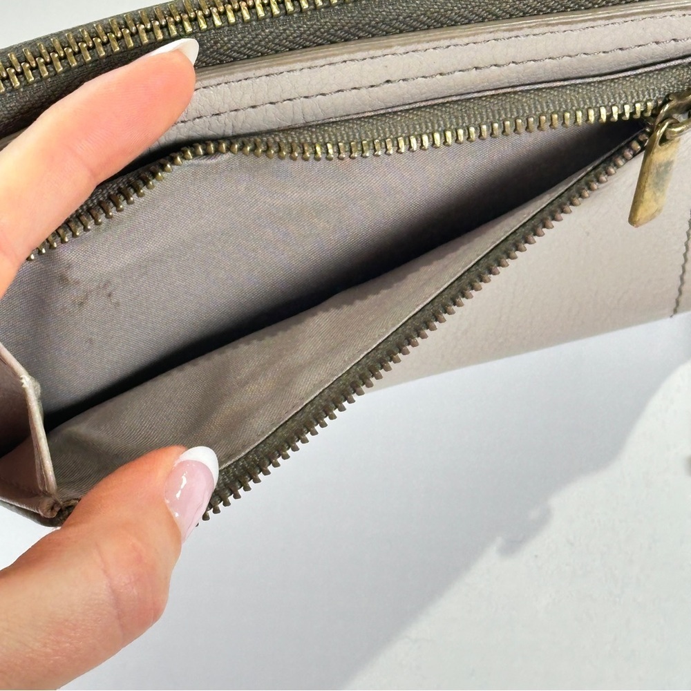 Fossil Wristlet Wallet Zip Around Leather Beige - Picture 5 of 13